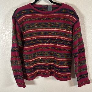 Liz Wear Vintage 90s 3-D Knit Chenille Beaded Sweater Size Medium